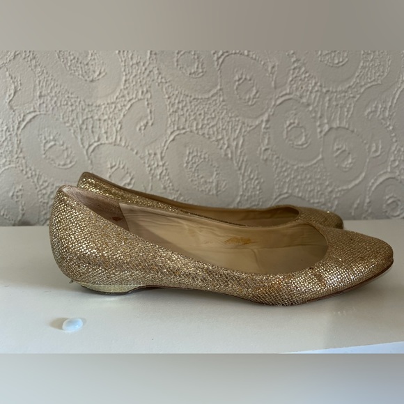 Jimmy Choo - Gold Sparkly Flats - Picture 4 of 7